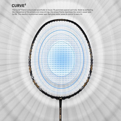 HUNDRED Viper 900 Badminton Racquet with Full Cover | Material: Carbon Fibre | Strung | For Intermediate Players | 79 grams | Balance Point: 298 mm | Maximum String Tension:32lbs