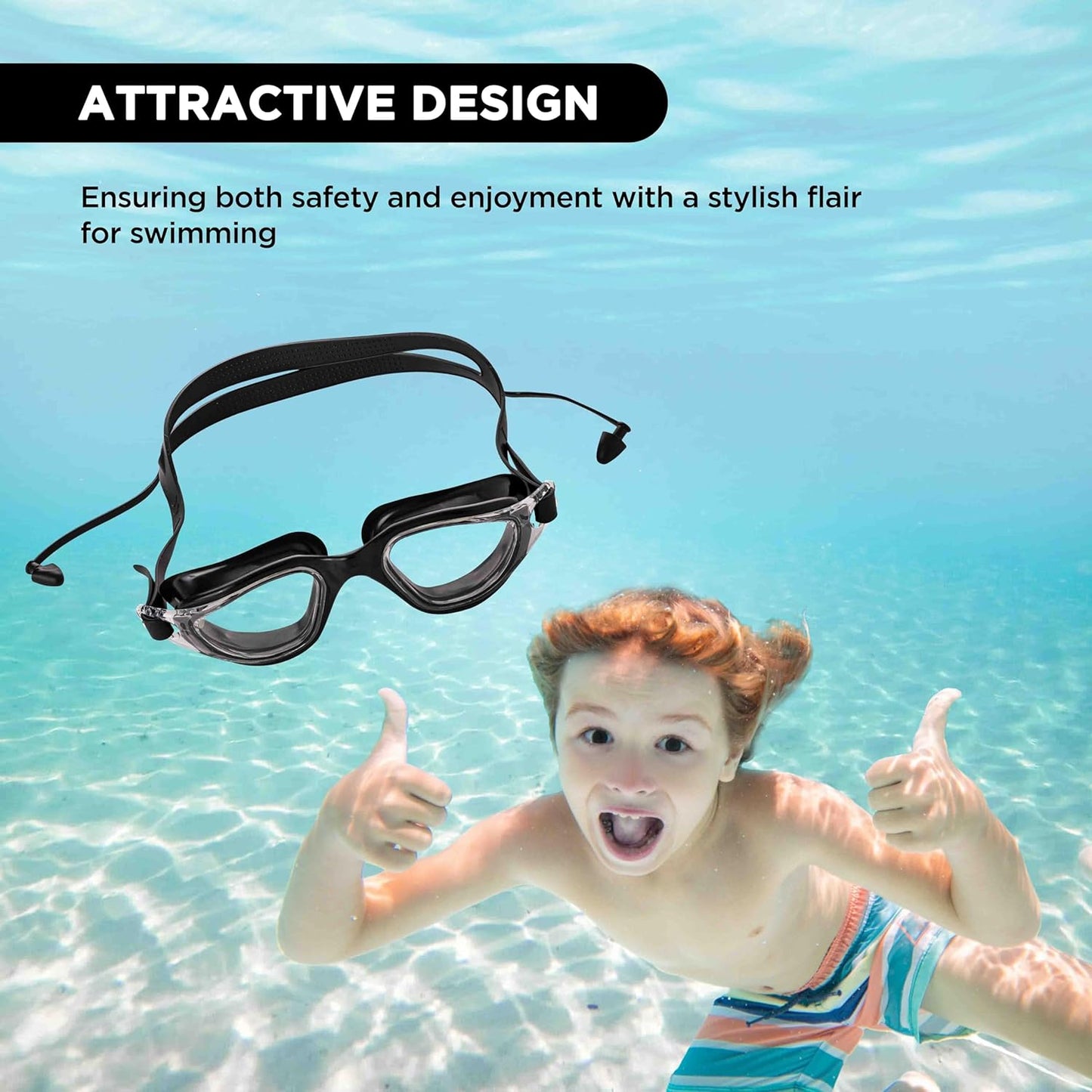 Endless EL1002 Stylish Swimming Goggle with Anti-Fog and UV Protection | Material: Silicon, Plastic | With Adjustable Strap and Ear Buds | Soft Silicon Gasket for Leak Proof | With Hard Case