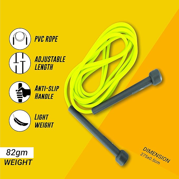 Nivia Trainer Skipping Rope for Men & Women | Size: Free and Adjustable | Material: Polyvinyl Chloride | Use for Cardio Exerice, Workout, Warmup & Weight Loss Training