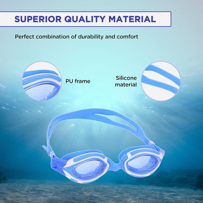 Endless EL1001 Swimming Goggle with Anti-Fog and UV Protection | Attached Ear Buds and Adjustable Strap | Soft Silicone Gasket for Leak Proof | With Hard Case | Size: Free Size | Material : Silicon, Rubber