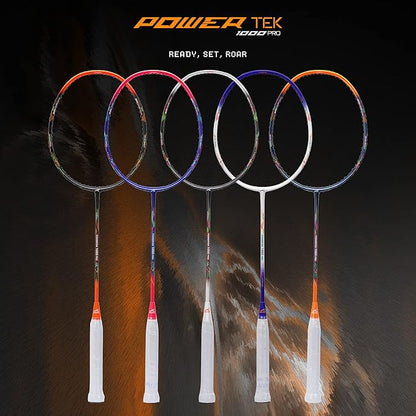 HUNDRED Powertek 1000 PRO Graphite Strung Badminton Racket with Full Racket Cover | for Intermediate Players | 95 Grams | Maximum String Tension - 26lbs