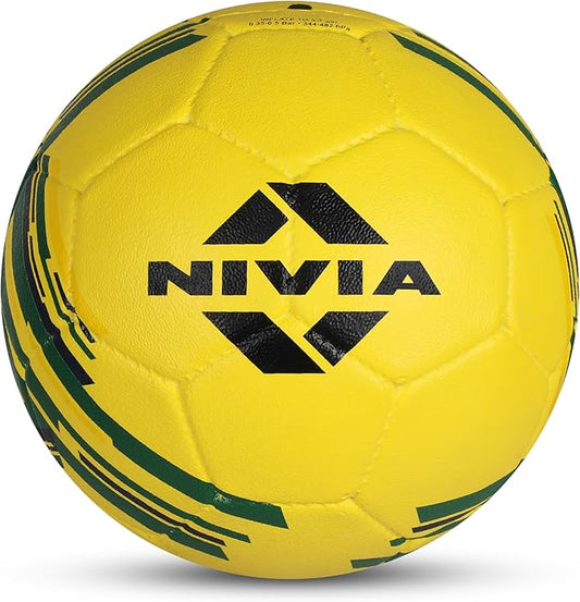 Nivia Country Colour Molded Brazil Football | Color: Yellow-Green | Size: 3 | Machine Stitched | Rubberized Moulded | 12 Panel | Waterproof | Soccer Ball