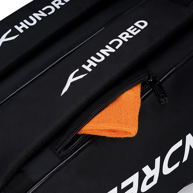 HUNDRED Cosmogear Badminton Kit-Bag | Double Zipper | Bag with Front Zipper Pocket | Material: Polyester| Padded Back Straps | Easy-Carry Handle | For Unisex Adult