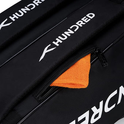 HUNDRED Cosmogear Badminton Kit-Bag | Double Zipper | Bag with Front Zipper Pocket | Material: Polyester| Padded Back Straps | Easy-Carry Handle | For Unisex Adult