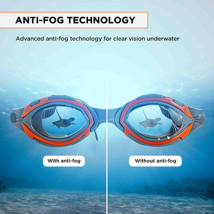 Endless EL1001 Swimming Goggle with Anti-Fog and UV Protection | Attached Ear Buds and Adjustable Strap | Soft Silicone Gasket for Leak Proof | With Hard Case | Size: Free Size | Material : Silicon, Rubber