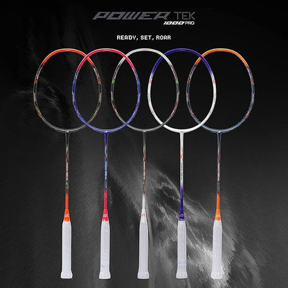 HUNDRED Powertek 1000 PRO Graphite Strung Badminton Racket with Full Racket Cover | for Intermediate Players | 95 Grams | Maximum String Tension - 26lbs