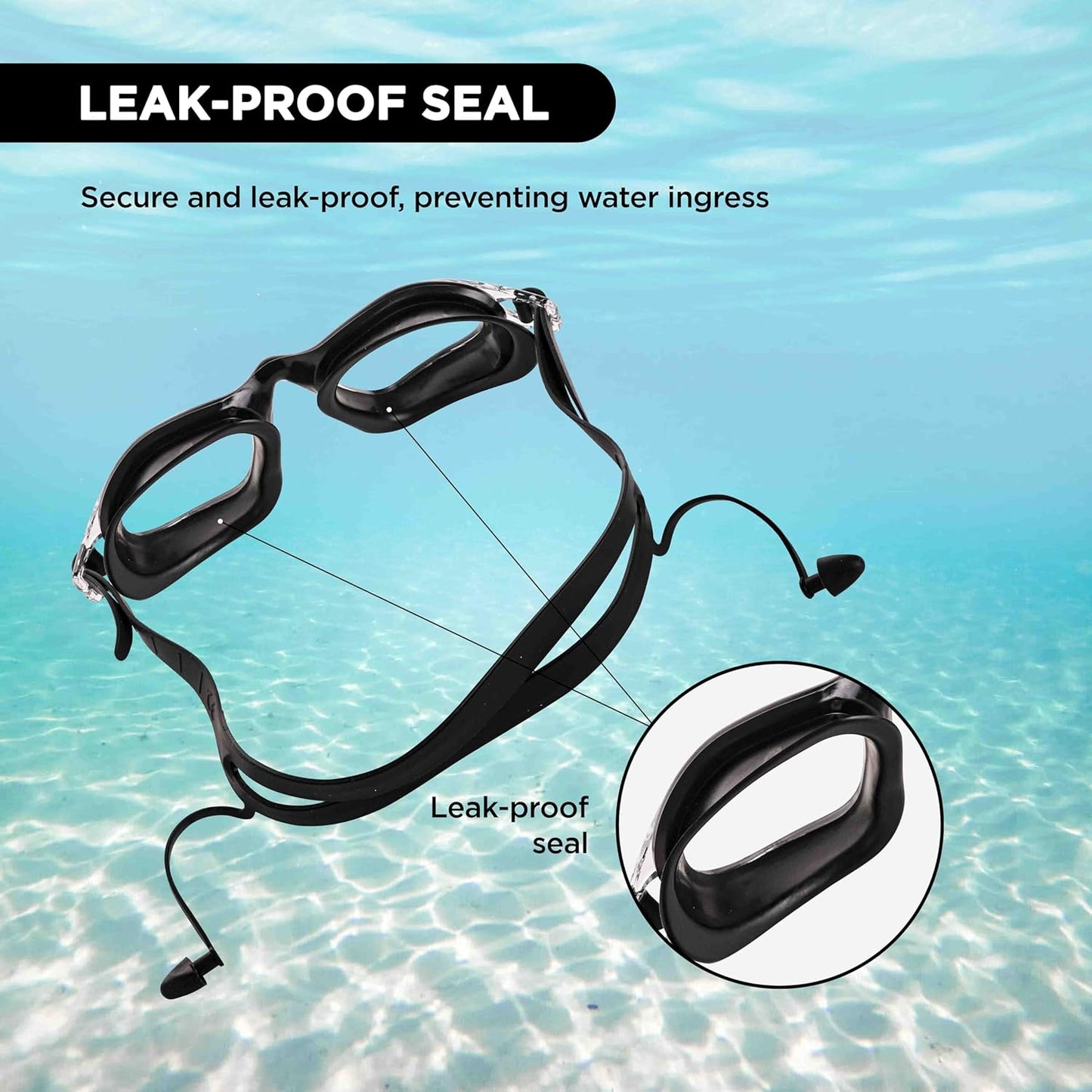 Endless EL1002 Stylish Swimming Goggle with Anti-Fog and UV Protection | Material: Silicon, Plastic | With Adjustable Strap and Ear Buds | Soft Silicon Gasket for Leak Proof | With Hard Case
