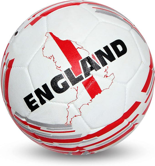 Nivia Country Colour Molded England Football | Color: White-Red | Size: 5 | Machine Stitched | Rubberized Moulded | 12 Panel | Waterproof | Soccer Ball