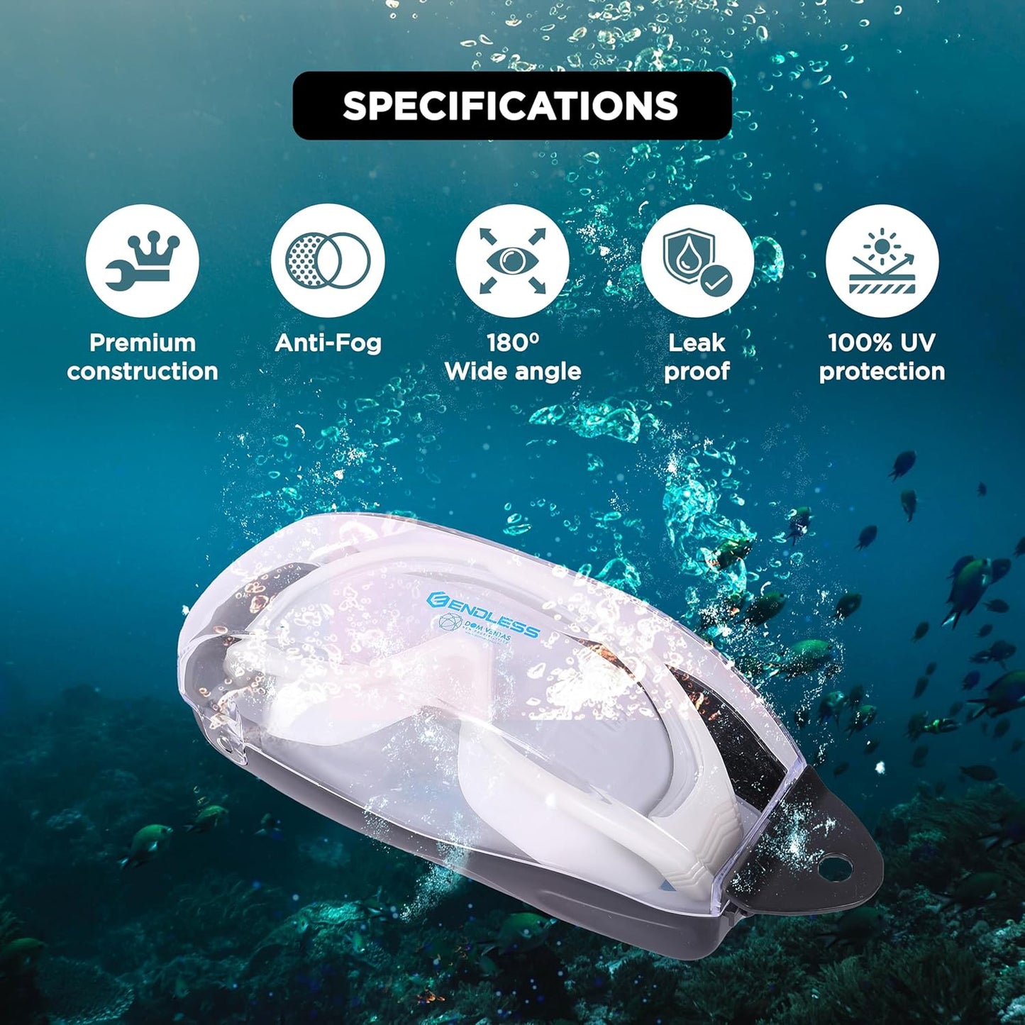 Endless EL1009 Premium Swimming Goggle with Anti-Fog and UV Protection | Material : Silicon, PU | Stylish Big Frame for more Visibility | Soft Silicone Gasket for Leak Proof | With Hard Case