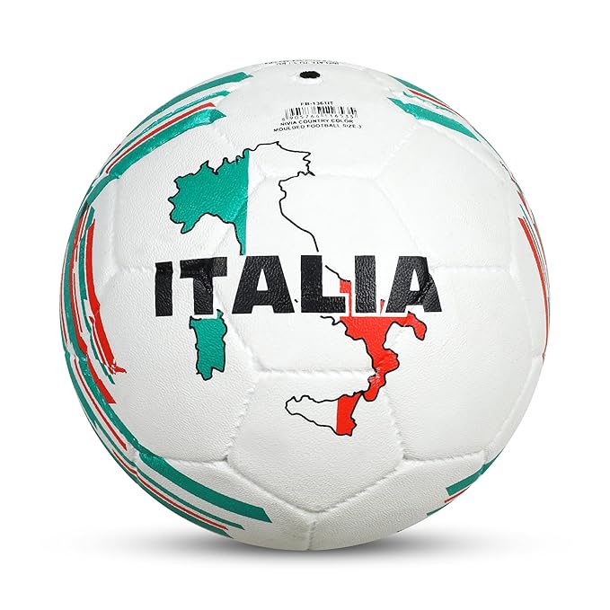 Nivia Country Colour Molded Italy Football | Color: Red | Size: 3 | Machine Stitched | Rubberized Moulded | 12 Panel | Waterproof | Soccer Ball