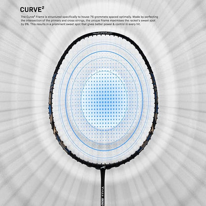 HUNDRED Viper 900 Badminton Racquet with Full Cover | Material: Carbon Fibre | Strung | For Intermediate Players | 79 grams | Balance Point: 298 mm | Maximum String Tension:32lbs