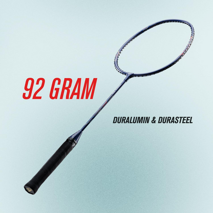 HUNDRED Powertech 200 PRO Badminton Racquet with Head Cover (Black,White,Navy Size: Standard, Grip Size:G5) | Strung | Material: Aluminium | For Intermediate Players | Weight: 95 grams | Maximum String Tension - 18-20lbs