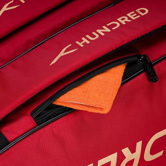 HUNDRED Cosmogear Badminton Kit-Bag | Double Zipper | Bag with Front Zipper Pocket | Material: Polyester| Padded Back Straps | Easy-Carry Handle | For Unisex Adult