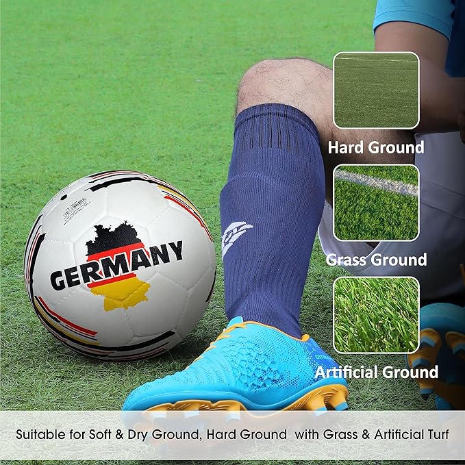 Nivia Country Colour Molded Germany Football | Color: Multicolour | Size: 5 | Machine Stitched | Rubberized Moulded | 12 Panel | Waterproof | Soccer Ball