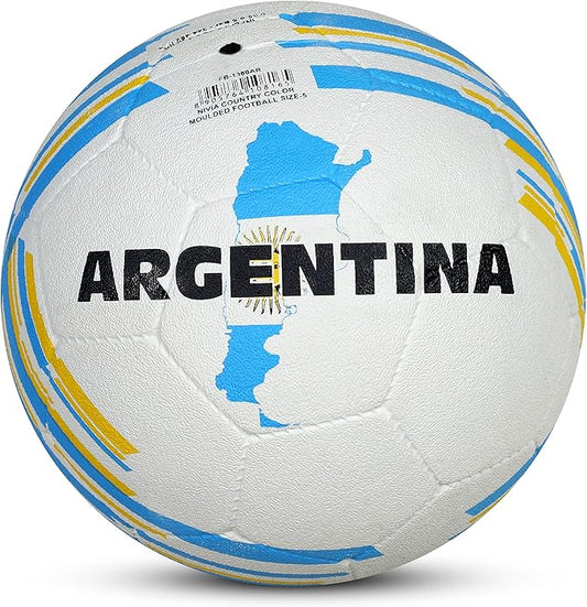 Nivia Country Colour Molded Argentina Football | Color: White-Blue | Size: 5 | Machine Stitched | Rubberized Moulded | 12 Panel | Waterproof | Soccer Ball