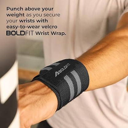 Boldfit Wrist Supporter for Gym Wrist Band for Men Gym & Women with Thumb Loop Straps - Wrist Wrap Gym Accessories for Men Hand Grip & Wrist Support Sports Straps for Gym