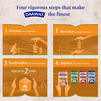 Daawat Pulav Basmati Rice 1Kg| Pearly slender Grains| Cooked Grain Upto 18mm| Long & Fluffy Pulav Rice