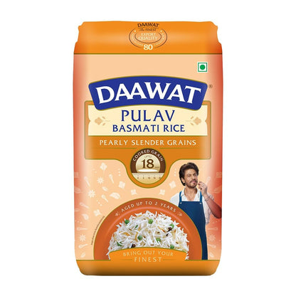 Daawat Pulav Basmati Rice 1Kg| Pearly slender Grains| Cooked Grain Upto 18mm| Long & Fluffy Pulav Rice