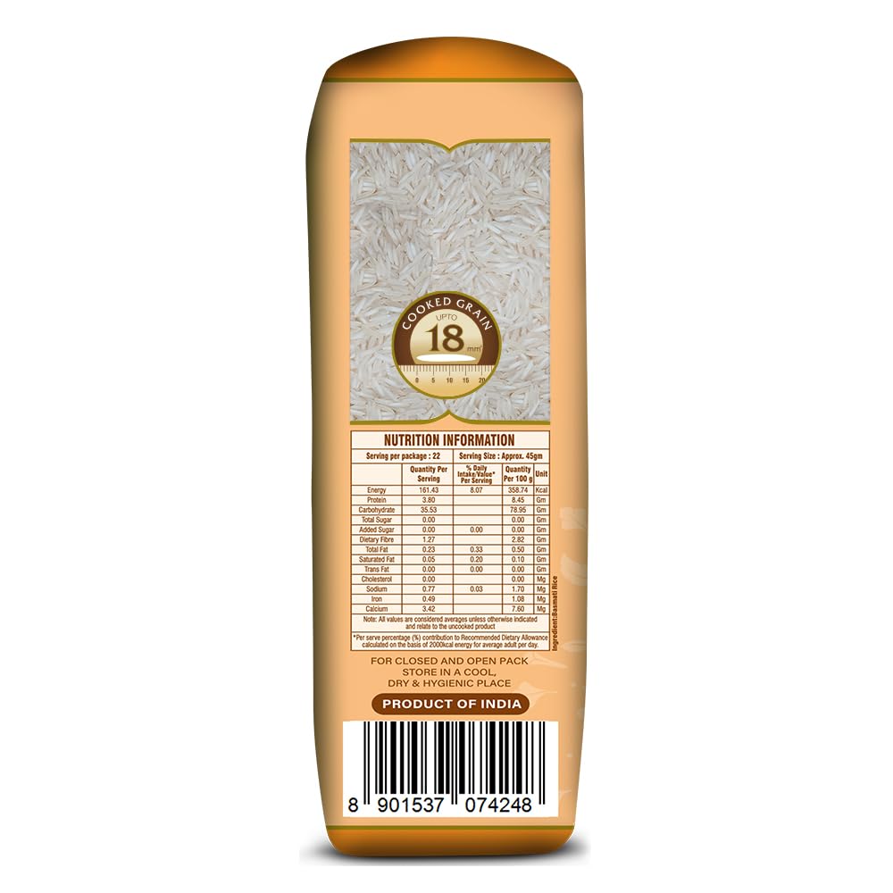 Daawat Pulav Basmati Rice 5Kg| Pearly slender Grains| Cooked Grain Upto 18mm*| Long & Fluffy Pulav Rice