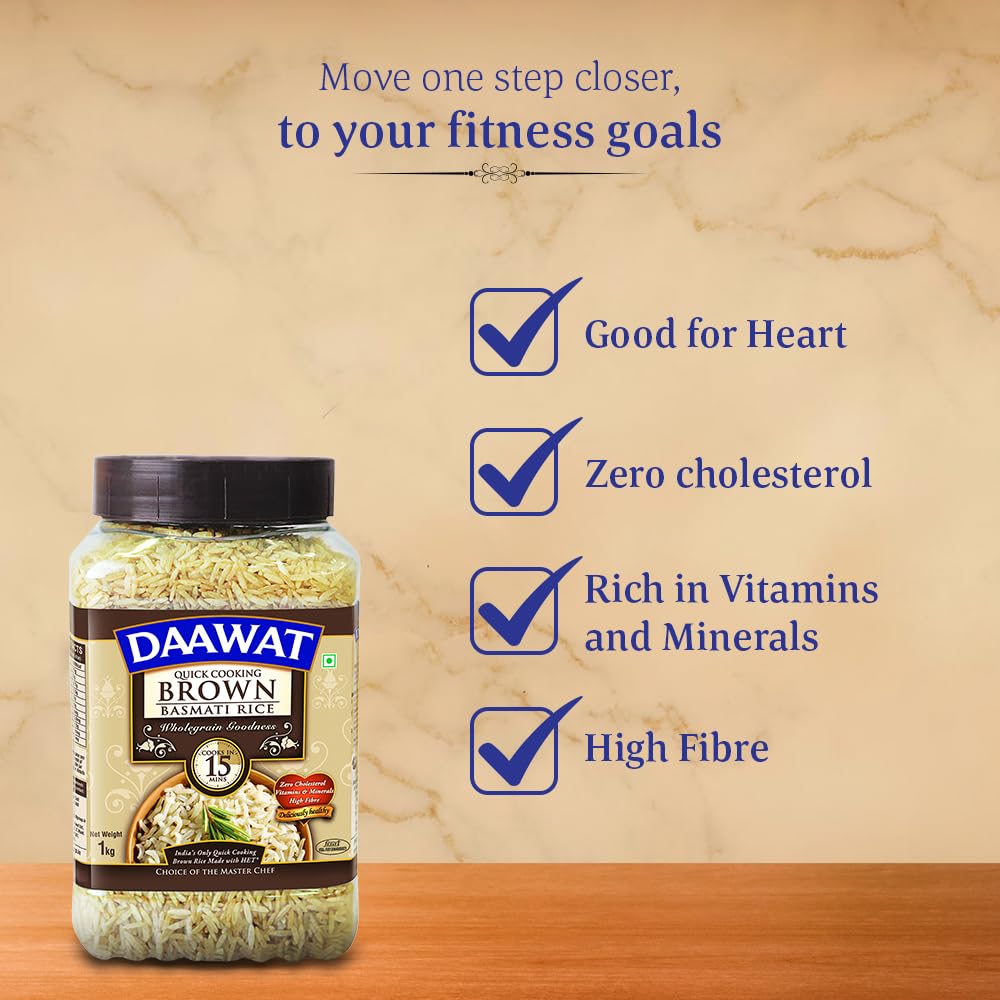 Daawat Brown Basmati Rice, 1kg, Jar