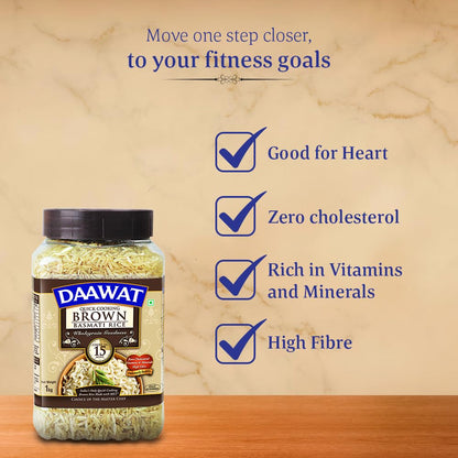 Daawat Brown Basmati Rice, 1kg, Jar