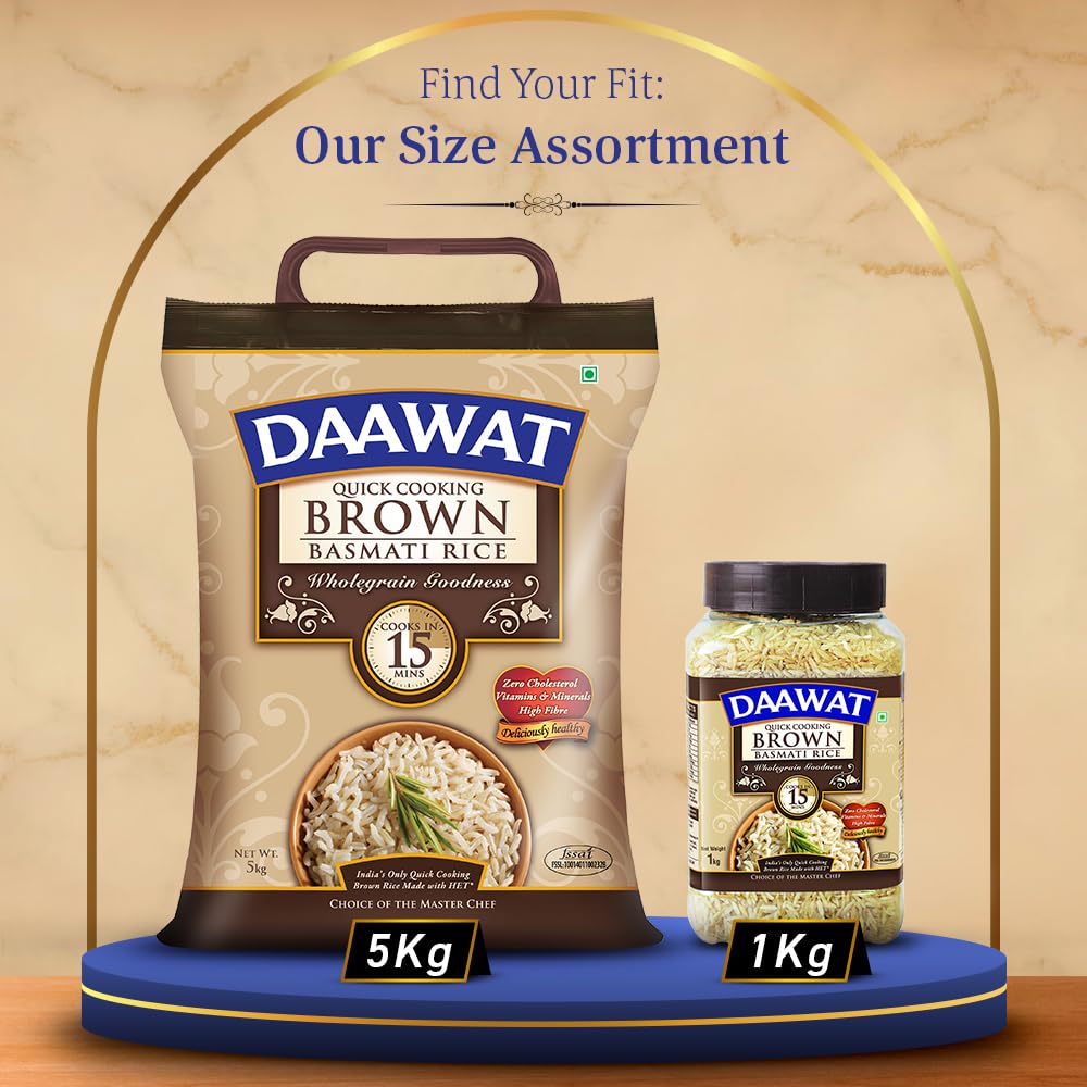 Daawat Brown Basmati Rice, 1kg, Jar