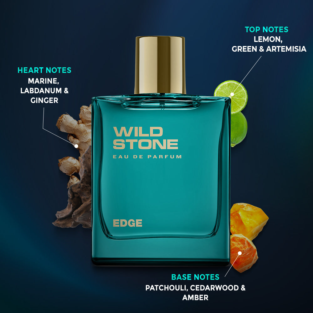 Wild Stone Edge Eau de Parfum for Men, 100 ml (3.4 Fl oz) | Long-Lasting Woody Fragrance | Up to 8 Hours Stay | Skin-Friendly | Budget Perfume for Modern Men