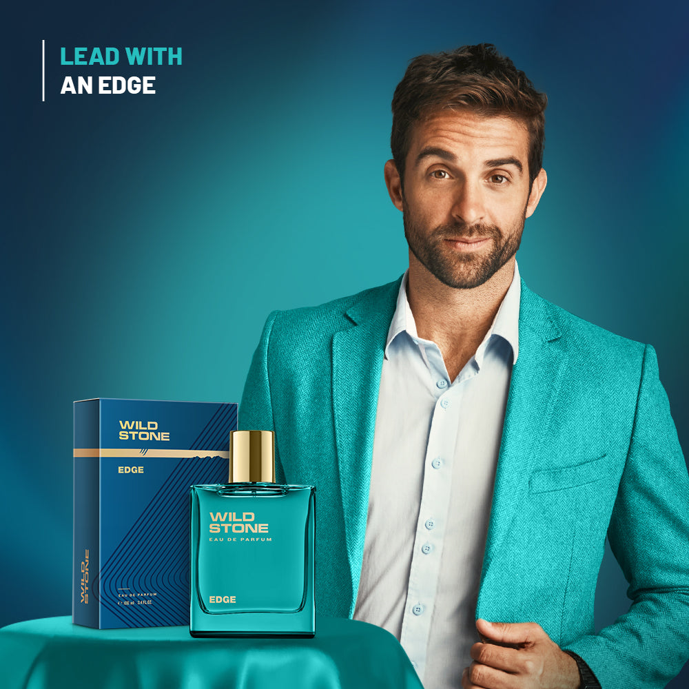 Wild Stone Edge Eau de Parfum for Men, 100 ml (3.4 Fl oz) | Long-Lasting Woody Fragrance | Up to 8 Hours Stay | Skin-Friendly | Budget Perfume for Modern Men
