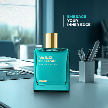 Wild Stone Edge Eau de Parfum for Men, 100 ml (3.4 Fl oz) | Long-Lasting Woody Fragrance | Up to 8 Hours Stay | Skin-Friendly | Budget Perfume for Modern Men