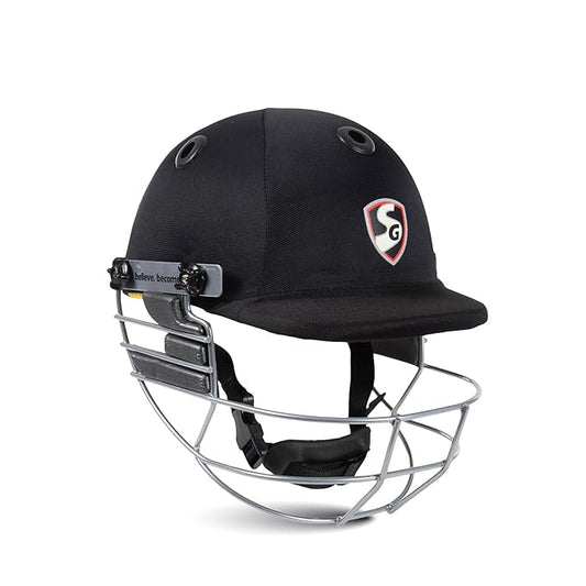 SG Blazetech Cricket Helmet | Black | Small | Polypropylene, Polystyrene | Adult/Teen | Lightweight Shell | Adjustable Steel Visor | High Impact Resistance | EVA Foam Pads | Sweat-Absorbing Mesh