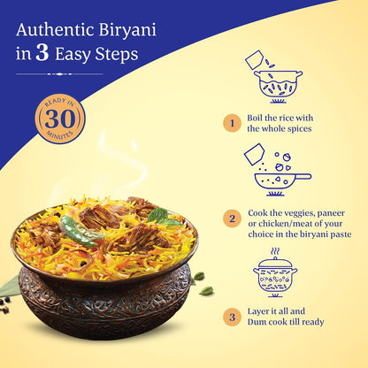 Daawat Hyderabadi Biryani Kit (Pack of 3) | Ready in 30 Minutes | Authentic Biryani Meal Kit with Premium Basmati Rice & Spices | 327gm x 3| 981 gm | 2.16 lbs