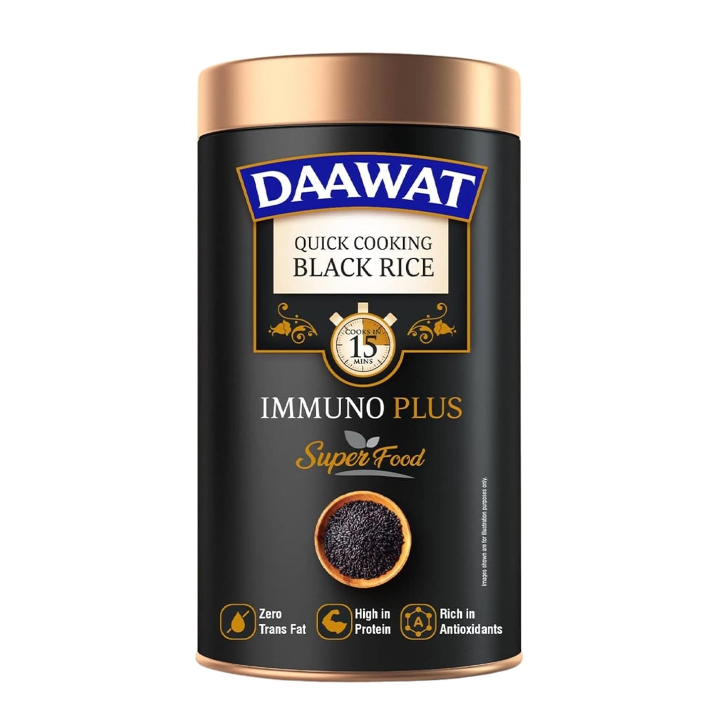 Daawat Black Rice Immuno Plus | 1KG Pack | Superfood with High Protein, Rich in Antioxidants, Low Fat & High Fibre | Whole Grain Gluten-Free Rice | Immunity Booster