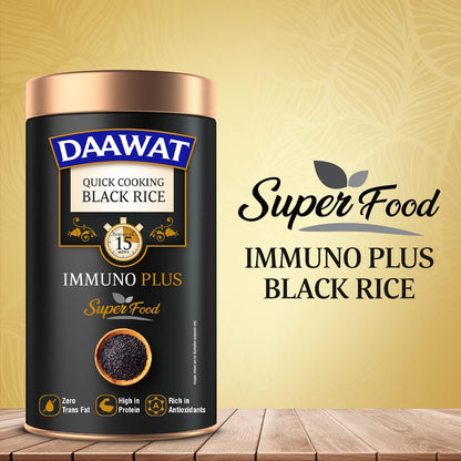 Daawat Black Rice Immuno Plus | 1KG Pack | Superfood with High Protein, Rich in Antioxidants, Low Fat & High Fibre | Whole Grain Gluten-Free Rice | Immunity Booster
