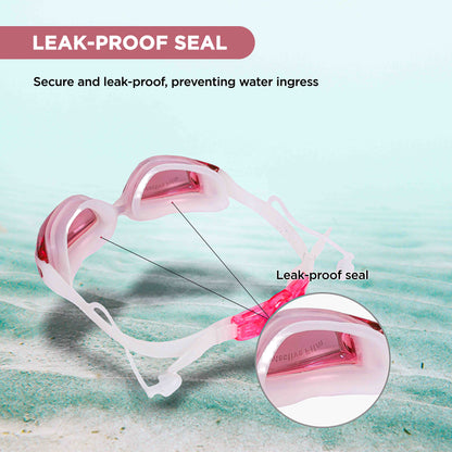 ENDLESS EL1005 Stylish Swimming Goggle with Anti-Fog and UV Protection | Material: Silicon, PU | Attached Ear Buds and Adjustable Strap | Soft Silicone Gasket for Leak Proof | With Hard Case