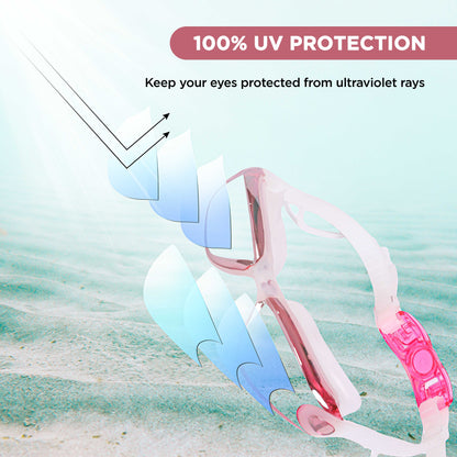 ENDLESS EL1005 Stylish Swimming Goggle with Anti-Fog and UV Protection | Material: Silicon, PU | Attached Ear Buds and Adjustable Strap | Soft Silicone Gasket for Leak Proof | With Hard Case