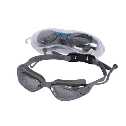 ENDLESS EL1005 Stylish Swimming Goggle with Anti-Fog and UV Protection | Material: Silicon, PU | Attached Ear Buds and Adjustable Strap | Soft Silicone Gasket for Leak Proof | With Hard Case