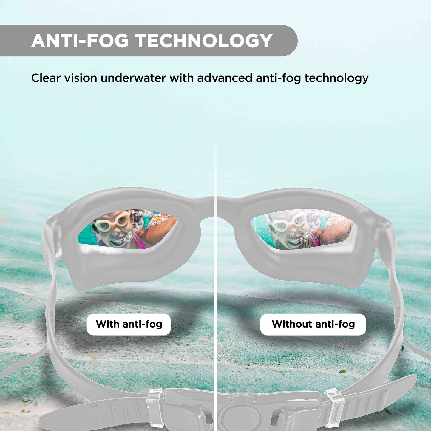 ENDLESS EL1005 Stylish Swimming Goggle with Anti-Fog and UV Protection | Material: Silicon, PU | Attached Ear Buds and Adjustable Strap | Soft Silicone Gasket for Leak Proof | With Hard Case