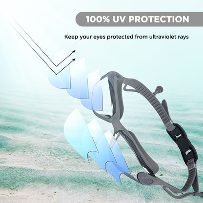 ENDLESS EL1005 Stylish Swimming Goggle with Anti-Fog and UV Protection | Material: Silicon, PU | Attached Ear Buds and Adjustable Strap | Soft Silicone Gasket for Leak Proof | With Hard Case