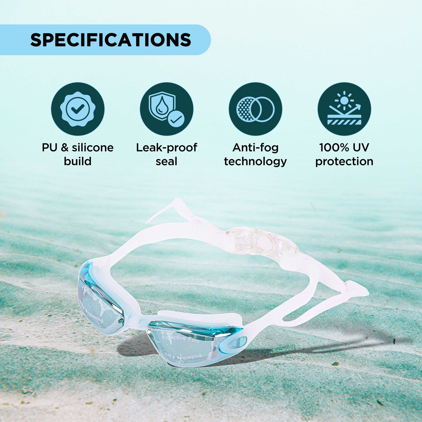 ENDLESS EL1005 Stylish Swimming Goggle with Anti-Fog and UV Protection | Material: Silicon, PU | Attached Ear Buds and Adjustable Strap | Soft Silicone Gasket for Leak Proof | With Hard Case