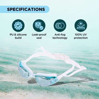 ENDLESS EL1005 Stylish Swimming Goggle with Anti-Fog and UV Protection | Material: Silicon, PU | Attached Ear Buds and Adjustable Strap | Soft Silicone Gasket for Leak Proof | With Hard Case