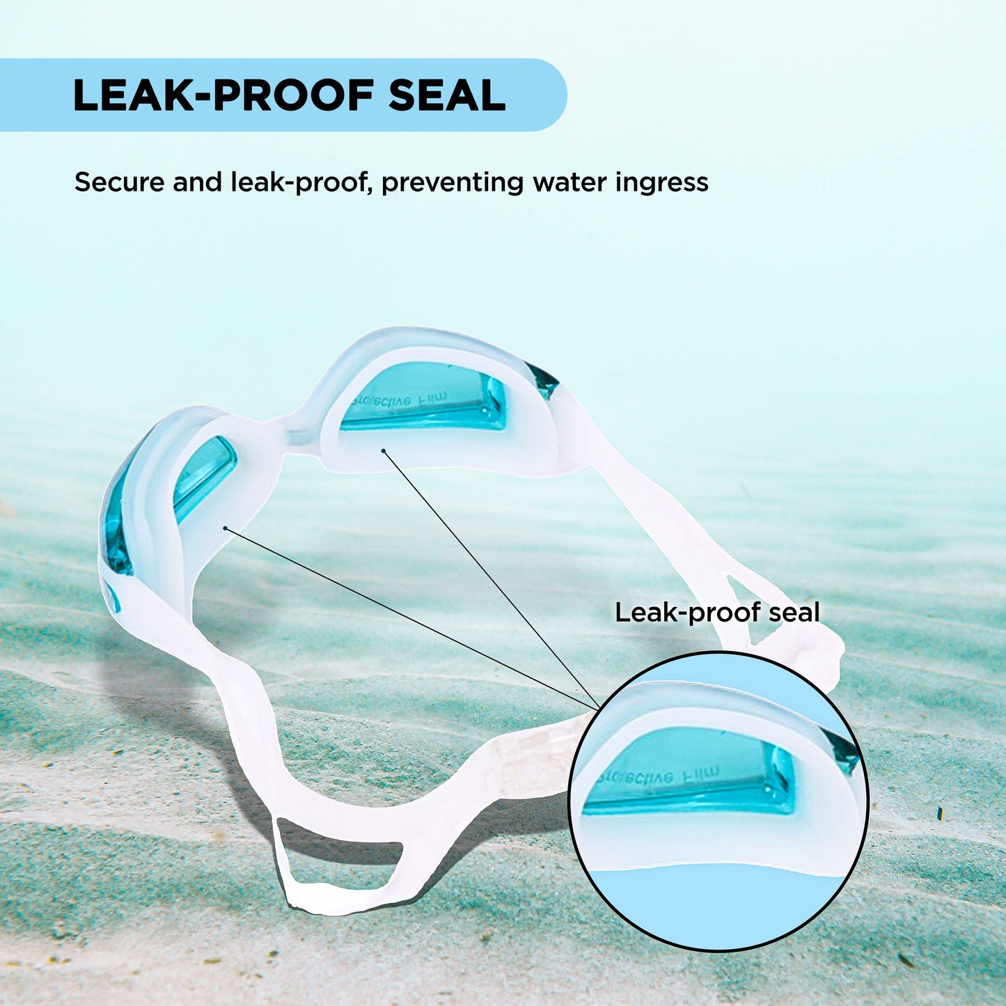 ENDLESS EL1005 Stylish Swimming Goggle with Anti-Fog and UV Protection | Material: Silicon, PU | Attached Ear Buds and Adjustable Strap | Soft Silicone Gasket for Leak Proof | With Hard Case