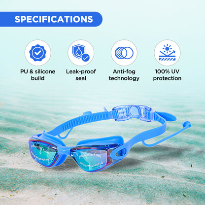 ENDLESS EL1005 Stylish Swimming Goggle with Anti-Fog and UV Protection | Material: Silicon, PU | Attached Ear Buds and Adjustable Strap | Soft Silicone Gasket for Leak Proof | With Hard Case