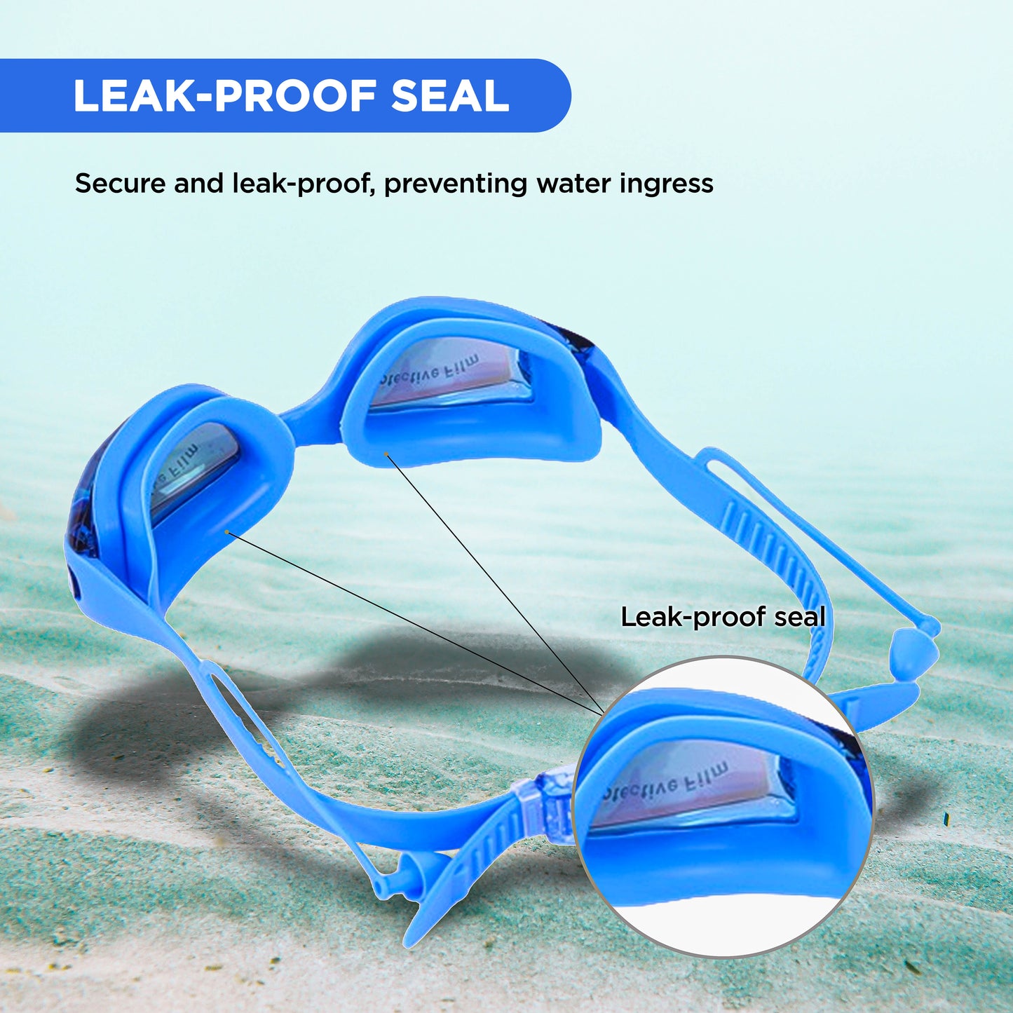 ENDLESS EL1005 Stylish Swimming Goggle with Anti-Fog and UV Protection | Material: Silicon, PU | Attached Ear Buds and Adjustable Strap | Soft Silicone Gasket for Leak Proof | With Hard Case