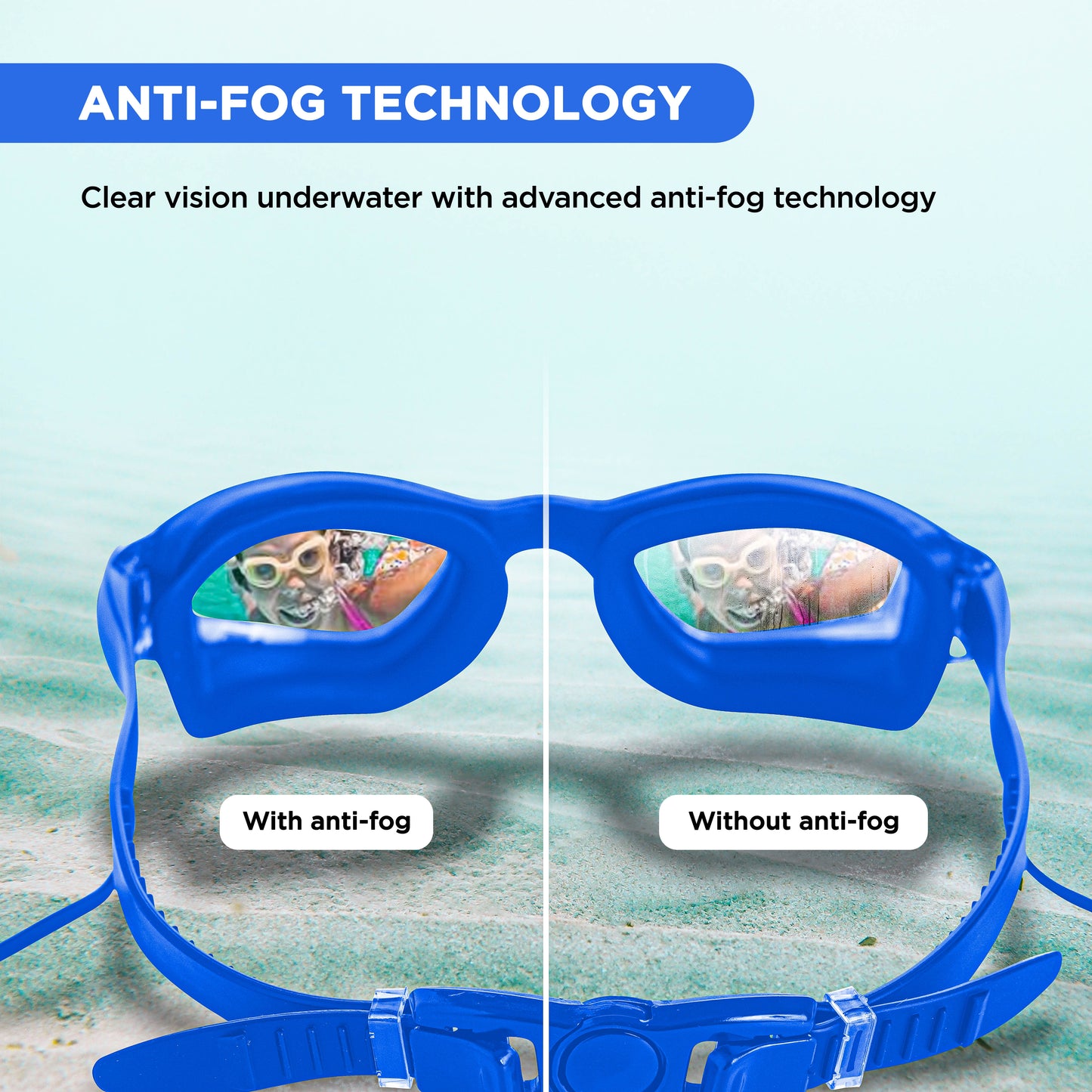 ENDLESS EL1005 Stylish Swimming Goggle with Anti-Fog and UV Protection | Material: Silicon, PU | Attached Ear Buds and Adjustable Strap | Soft Silicone Gasket for Leak Proof | With Hard Case