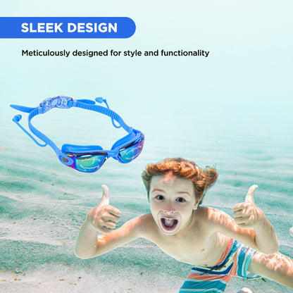 ENDLESS EL1005 Stylish Swimming Goggle with Anti-Fog and UV Protection | Material: Silicon, PU | Attached Ear Buds and Adjustable Strap | Soft Silicone Gasket for Leak Proof | With Hard Case