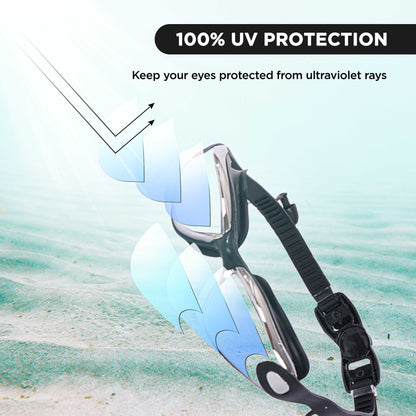 ENDLESS EL1005 Stylish Swimming Goggle with Anti-Fog and UV Protection | Material: Silicon, PU | Attached Ear Buds and Adjustable Strap | Soft Silicone Gasket for Leak Proof | With Hard Case