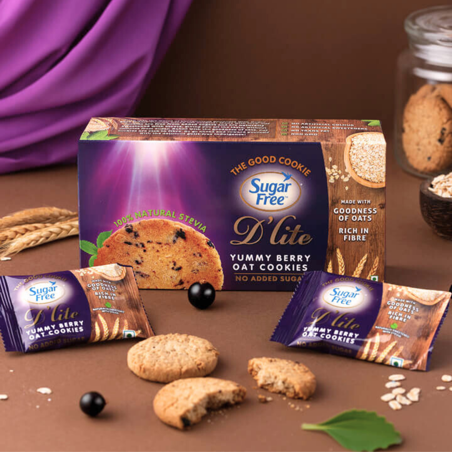 Sugar Free Berry Cookies, Crunchy Fruity Biscuits with Berry Flavor, No Added Sugar Cookies for Snacking, Tea-Time Cookies, 150g (Pack of 3, 450g)