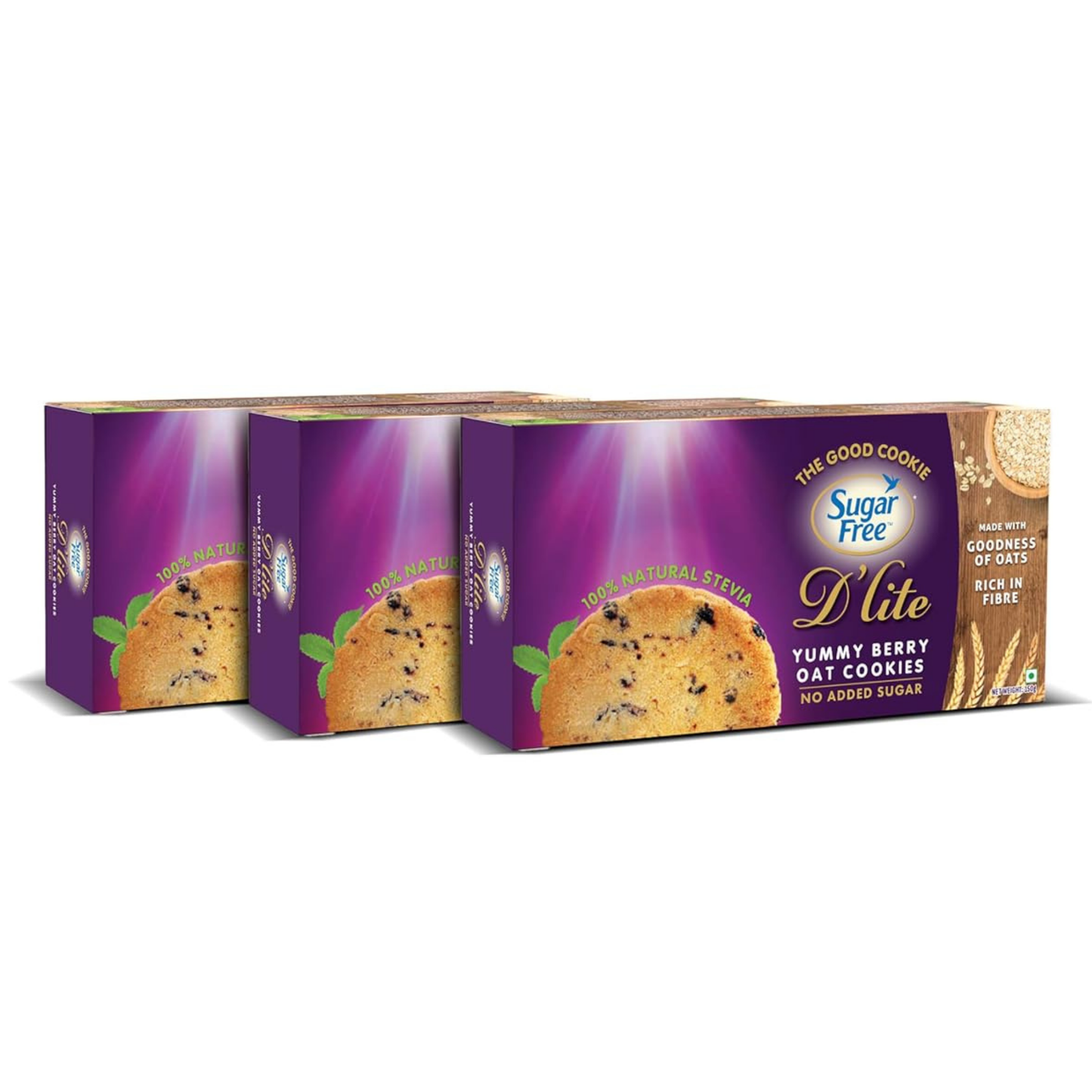 Sugar Free Berry Cookies, Crunchy Fruity Biscuits with Berry Flavor, No Added Sugar Cookies for Snacking, Tea-Time Cookies, 150g (Pack of 3, 450g)