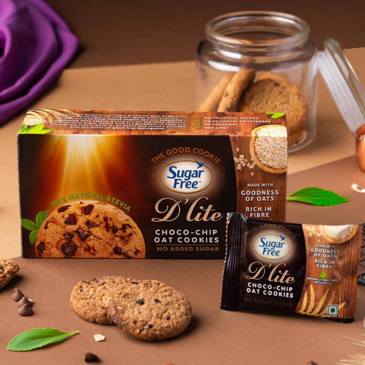 Sugar Free Chocolate Chip Cookies, Crunchy Cookies with Choco Chips, No Added Sugar Biscuits for Snacking, Tea-Time Cookies, 150g (Pack of 3, 450g)
