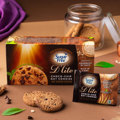 Sugar Free Chocolate Chip Cookies, Crunchy Cookies with Choco Chips, No Added Sugar Biscuits for Snacking, Tea-Time Cookies, 150g (Pack of 3, 450g)